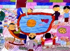 儿童画大赛一等奖作品：中秋团圆夜展示温馨团圆的瞬间